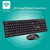Ensemble clavier et souris sans fil 2,4 GHz noir élégant pleine taille Plug and Play pour ordinateur portable et de bureau
