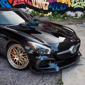 Lame de pare-chocs avant en fibre de carbone style R pour Mercedes Benz <span class=keywords><strong>AMG</strong></span> <span class=keywords><strong>GT</strong></span> GTS <span class=keywords><strong>2</strong></span> <span class=keywords><strong>portes</strong></span> 2015-2018, séparateurs de lèvre avant - Product Image 5