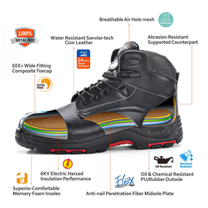 Botas de Seguridad de Cuero DSF53 con Puntera de Acero, Resistentes a la Abrasión, para Todas las Estaciones, Calzado de Trabajo, Cooperación OEM ODM - Product Image 2
