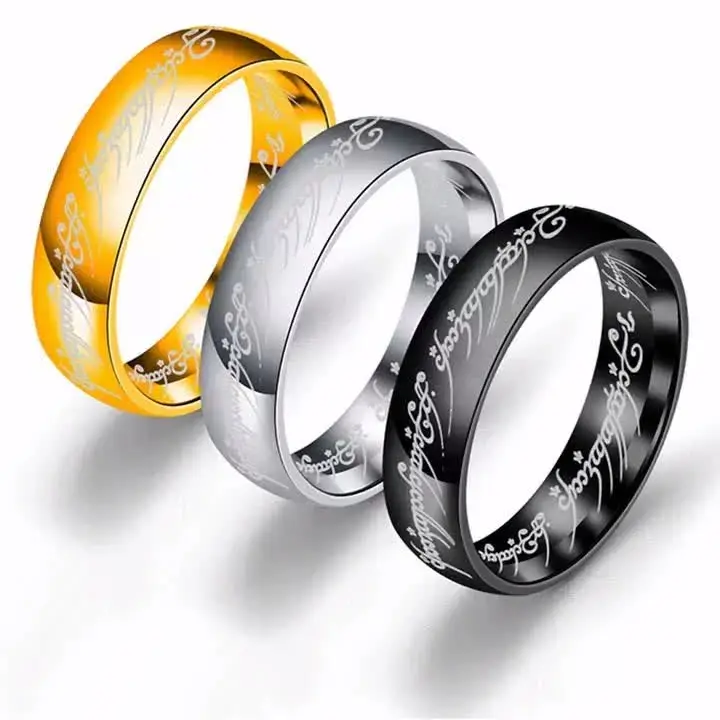 गर्म बिक्री फैशन गहने स्टेनलेस स्टील टाइटेनियम स्टील राजा की अंगूठी युगल आदमी अंगूठी