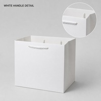 Sac en papier blanc B6 profond avec poignées en corde pour cadeaux de détail, emballage boutique, personnalisation de marque et commandes saisonnières