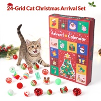 PAIPET voor populaire interactieve plastic katten-kerst adventskalender blind box set met 24 vakjes, cadeaudoos voor huisdieren