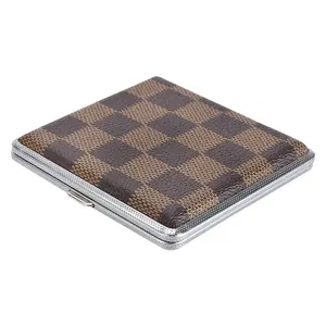 Atacado personalizado 20pcs PU Leather Card Holder Cigarette Case com Metal Clip caixa de cigarro automático