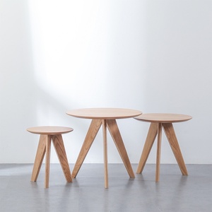 Modern Nordic Round Coffee <b>Table</b>, Solid Wood Minimalist Side <b>Table</b> for <b>Small</b> Apartment, Balcony, Living Room, <b>Office</b> - Product Image 5