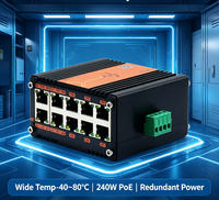 Switch industriel mini 8 ports PoE + 2 ports RJ45, entrée 12-48V, boîtier en alliage d'aluminium renforcé extra-épais, promotion
