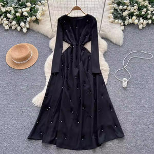 विंटेज यूरोपीय अमेरिकी फैशन कैजुअल-लाइन मिडी लंबी आस्तीन डायमंड टास्सेल पंख उच्च सड़क के लिए कपड़े - Product Image 4