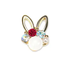 3D指甲艺术装饰与水钻指甲DIY 10 件闪光金色和银色兔子魅力