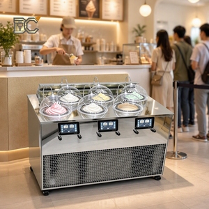 เครื่องทำเจลาโต้แบบอัตโนมัติ 6 สูบ 198 ลิตร/ชม. สำหรับร้านเจลาโต้ ระบบทำความเย็นด้วยน้ำ เครื่องทำไอศกรีมแข็งแบบตั้งตรง สำหรับธุรกิจ - Product Image 1