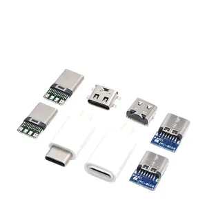 C型USB 3.1连接器16PIN快速充电公插座插头到焊接电线和电缆PCB板模块56k电阻