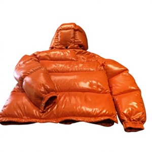 Dernières vestes matelassées à capuche de couleur orange de qualité supérieure, personnalisables en gros, avec fermeture éclair, pour hommes, avec sublimation - Product Image 4