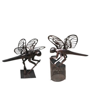 Escultura de libélula de hierro y bronce, arte abstracto, decoración para el hogar, sala de estar, adorno para el suelo, 800 mm, estilo A - Product Image 3