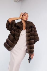 Manteau de vison de sable noir pour femmes moelleux de luxe direct d'usine avec grand col carré nouveau design <span class=keywords><strong>acheter</strong></span> manteau de sable manteau de vison - Product Image 4