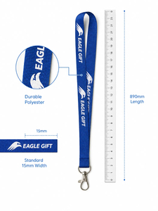 Eagle Gift White Ribbon <b>Lanyard</b> 20mm Printed Durable Casual Style with Metal Clip - Product Image 4