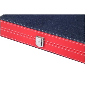 Pièces de jeu de société classiques personnalisées et <span class=keywords><strong>coupe</strong></span> de <span class=keywords><strong>d</strong></span>és en cuir faux pliable backgammon bleu - Product Image 3