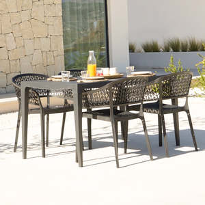 Set di 4 Sedie Saona in Plastica Riciclata, Stile Moderno e Confortevole, Arredamento da Giardino - Product Image 5