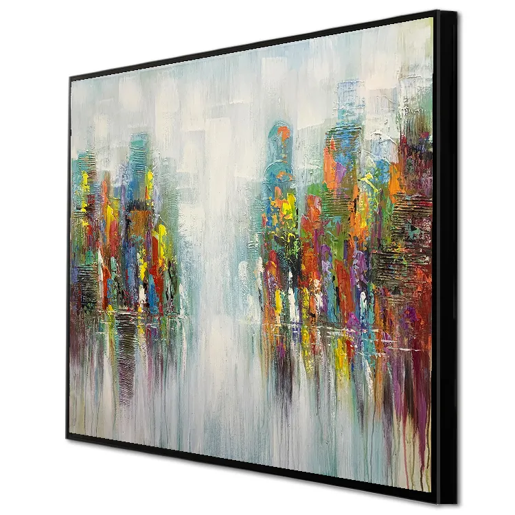 Psychedelic City Abstract Landscape Paintings For Living Room Home Decor Canvas Painting