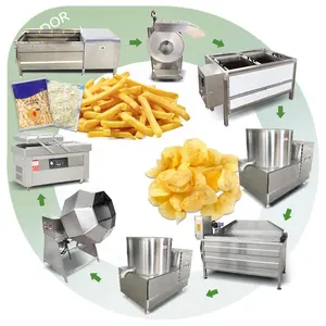 Máquina semiautomática para hacer patatas fritas, línea de producción de patatas a pequeña escala
