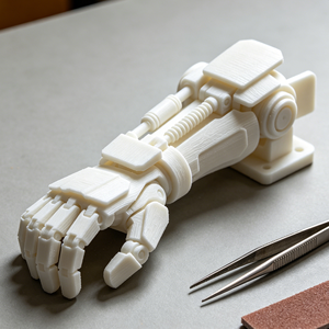Prototipo de Brazo Robótico Impreso en 3D con Tecnología FDM, Modelo de Mano Mecánica en PLA Blanco con Servicio de Impresión y Mecanizado 3D Industrial - Product Image 1