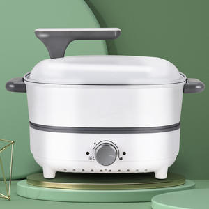 Olla caliente eléctrica multifuncional blanca de 4L de nuevo diseño, sartenes de dos sabores, tapas de vidrio de aluminio con patrón cuadrado <span class=keywords><strong>para</strong></span> uso doméstico en RV - Product Image 3