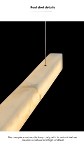 JYLIGHTING Restaurant Bar Minimalist Modern Marble Linear Pendant <strong>Lights</strong> Alabaster Hanging <strong>Chandelier</strong> for Dining Room Table - Product Image 2