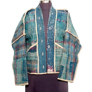 Lightweight Knitted Bohemian <b>Kantha</b> Reversible Eco-Friendly <b>Jacket</b> Colorful Handmade Embroidered Cotton for Women Winter Summer - Product Image 1