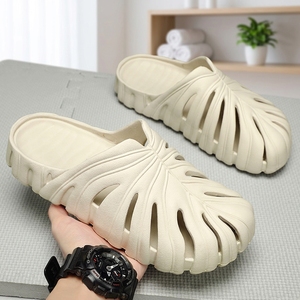 Chanclas de hombre con diseño de hoja acanalado, sandalias de <span class=keywords><strong>EVA</strong></span> tipo nube, zuecos para hombre, antideslizantes para playa, con suela gruesa, plataforma, mules, zapatos de agua para jardín - Product Image 2