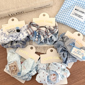 Chouchous à carreaux de haute qualité avec bouton Patch de dessin animé mignon <span class=keywords><strong>chien</strong></span> arc conception coton cheveux cravates - Product Image 3