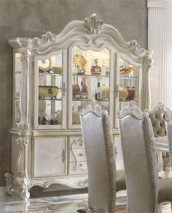 Meubles <span class=keywords><strong>de</strong></span> salle à manger <span class=keywords><strong>de</strong></span> conception européenne sculptés à la main, table <span class=keywords><strong>de</strong></span> salle à manger carrée avec <span class=keywords><strong>8</strong></span> chaises en cuir, couleur crème blanche - Product Image 5