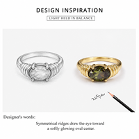 Bague unie pour femme en zircone cubique ovale avec placage sous vide en or 14K et design à épaule côtelée pour usage quotidien