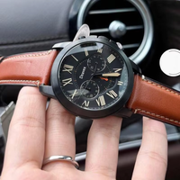 Montre-bracelet à quartz pour homme de haute qualité, cadran à chiffres romains, étanche, bracelet en cuir, montre-bracelet sportive pour homme