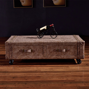 <span class=keywords><strong>Maleta</strong></span> <span class=keywords><strong>de</strong></span> cuero antiguo retro americano HJ HOME, <span class=keywords><strong>mesa</strong></span> <span class=keywords><strong>de</strong></span> centro <span class=keywords><strong>de</strong></span> doble cajón, barra <span class=keywords><strong>de</strong></span> cigarros <span class=keywords><strong>de</strong></span> whisky para Hotel, café personalizado - Product Image 2