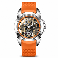 Reloj deportivo de cuarzo para hombre con diseño hueco, caja de aleación de 44 mm, puntero grande, correa de silicona, resistente al agua 30M
