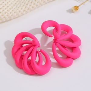 Jingciren Boutique Cross-border spray paint asymmetric color contrast flower <b>earrings</b> summer exquisite fresh <b>earrings</b> sweet cool - Product Image 4