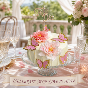 Kit de 8 Adornos para Pastel de Feliz Día del Padre en Español, Decoración de Flores de Peonía de Seda y Mariposas para el Día de <span class=keywords><strong>la</strong></span> Madre, Aniversario o Fiesta - Product Image 3