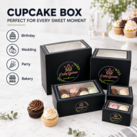 Emballages personnalisés pour gâteaux d'anniversaire, muffins et pâtisseries de qualité alimentaire, boîtes à cupcakes de 2, 4, 6, 9 pièces avec couvercle transparent et inserts