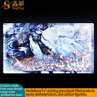 Support NFC en acrylique liquide personnalisé pour anime, bloc scintillant, cube d'eau, affichage de personnage, décoration de bureau, fabricant OEM