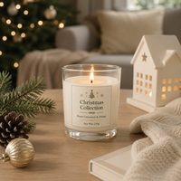 Bougie de Noël personnalisée en cire de soja avec étiquette transparente, pot en verre, boîte en kraft, fabrication OEM ODM, livraison rapide, approvisionnement stable