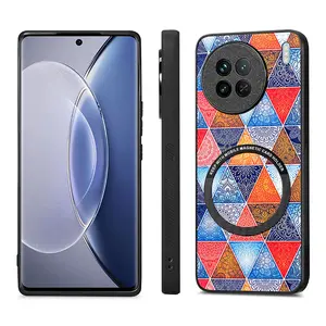 For Vivo IQOO 12 11pro X100 S16 S17 Y 78Y77 Y55 Y21 Y72 V25 V35 Colorful printed pattern wireless magnetic PU leather phone case