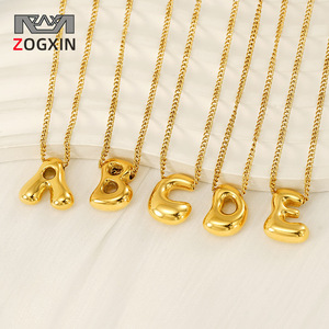 Zogxin Gold Plated Letter Pendant Necklace 18K Zinc Alloy A B C D E Fashion Jewelry For Women Daily Wear Gift - Product Image 1