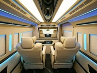 Nouvel intérieur complet avec barre lumineuse de toit, cloison, banquette de voiture, siège-canapé, siège-lit, panneaux latéraux et arrière pour Toyota Hiace