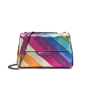 Factory wholesale Custom Logo WOMEN HANDBAG 2023 Eagle Head Rainbow Spliced Women's Handbag