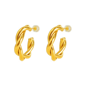Pendientes Huggie en Forma de C con Tejido Cruzado, Aleación de Zinc, Oro y Plata, Joyería Geométrica Minimalista de Moda para Mujer - Product Image 5