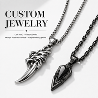 Collier pendentif en acier inoxydable personnalisé OEM ODM, motif dents de loup, bijoux gothiques punk, vente en gros, commande en gros, prix d'usine