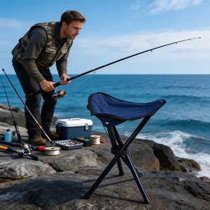 Kursi Lipat Portabel untuk Memancing, Ringan, Cocok untuk Berkemah, Memancing, Hiking, dan Pantai - Product Image 1