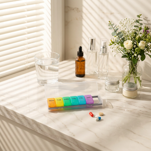 Organisateur de pilules hebdomadaire à 7 compartiments, boîte de rangement en plastique colorée pour la gestion quotidienne des médicaments - Product Image 6