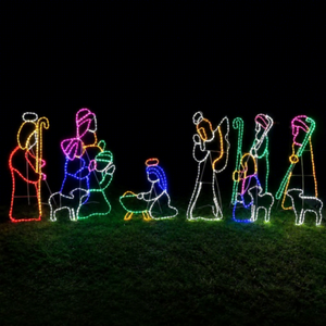 Décoration lumineuse de crèche de Noël 2D à LED pour l'extérieur, l'église, le jardin, l'affichage paysager de vacances - Product Image 1