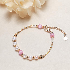 Pulseras de Perlas de Agua Dulce Chapadas en Oro al por Mayor para Mujer, Joyería Hecha a Mano, Suministro de Puesto de Venta de Zhuji - Product Image 5
