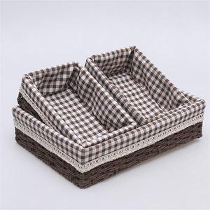 Cestini di <span class=keywords><strong>vimini</strong></span> con manico e fodera Set di carta corda intrecciata cestini decorativi per ripiani bagno cucina <span class=keywords><strong>pane</strong></span> di frutta - Product Image 5