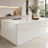 Pierre frittée blanche avec veines dorées 800x2600x9mm pour plan de travail de cuisine, grande dalle murale en porcelaine frittée