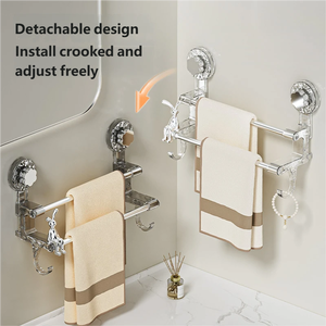 Portasciugamani <span class=keywords><strong>a</strong></span> <span class=keywords><strong>Ventosa</strong></span> Multifunzionale, Robusto, da Parete, per Cucina e <span class=keywords><strong>Bagno</strong></span>, Barra Telescopica in Plastica PC - Product Image 1